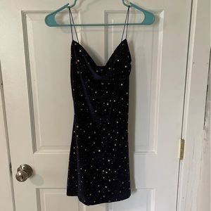 Zaful navy velvet cosmic dress